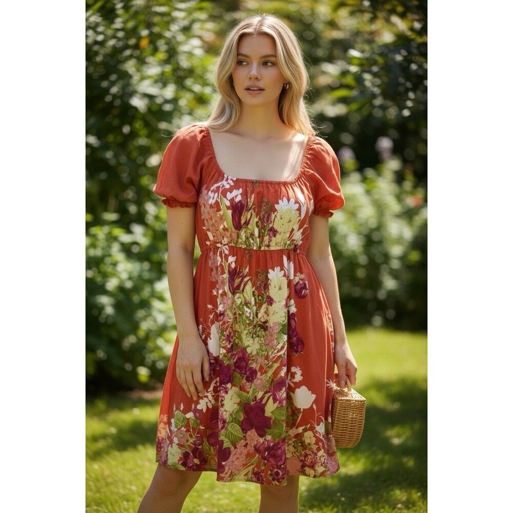 Speechless Multicolor Floral Babydoll Empire Waist Women’s Mini Dress Size S Y2K